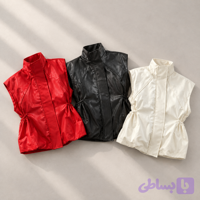 وست چرم یقه ایستاده زنانه