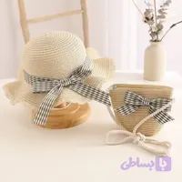 کلاه حصیری وارداتی مدل پاپیون | طراحی شیک، رنگ ثابت و قابل شستشو.