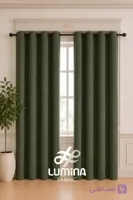 پرده پانچ آماده کتان گارنت رنگ سبز چمنی