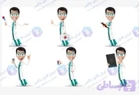 مجموعه کاراکتر وکتور پزشک با فایل قابل ویرایش AI