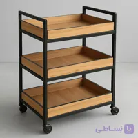 ترولی آرایشگاهی سه طبقه چوب و فلز