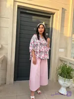 شومیز کوتاه زنانه طرحدار آستین گرهی