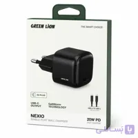 شارژر دیواری تک‌پورت گرین لاین مدل Nexio توان ۲۰ وات پورت Type-C به همراه کابل(موبایل خسرو)