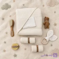 ست حوله حمام نوزاد مامز کیوتی. سفید