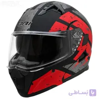 کلاه کاسکت فک متحرک دی ای وان مدل 106MATT BLACK GRAPHIC RED
