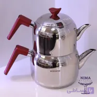 کتری قوری استیل دسته زرشکی برند کاراجا ترکیه