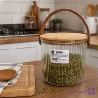 بانکه 3 لیتر لیمون درب چوبی دسته دار