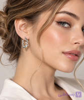 گوشواره زنانه ترند I am نقره‌ای حلقه‌ای طرح موج هندسی