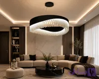 لوستر لاکچری مدرن مینیمال و نئوکلاسیک کریستالی طرح دایره منحنی (کد MVSJL)