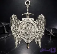 پلاک گردنبند استیل بال فرشته و شمشير گاثیک