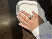 انگشتر دوتیکه پاپیون آبکاری نقره