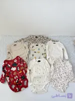 بادی آستین بلند نوزادی طرح دار H&M