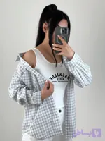 شومیز زنانه دو تکه چهارخونه همراه کراپ