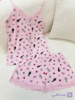 ست تاپ و شورتک زنانه ترک برند هنکس (HNX) جنس سوپرپنبه راه راه صورتی