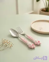 ست قاشق و چنگال کودک استیل 304 با دسته سیلیکونی (4 طرح متنوع)