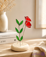 گل شیشه ای تیفانی گلس دکوراتیو مدل «شقایق قرمز»