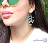 گوشواره شیشه‌ای  تیفانی گلس طرح برگ انجیری
