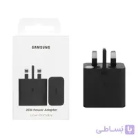 شارژر دیواری سامسونگ 25 وات مدل EP-T2510 تک پورت USB-C سه پین مشکی اورجینال با گارانتی 12 ماه شرکتی