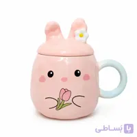 ماگ خرگوشی سرامیکی برجسته درب‌دار ۴۰۰ میل