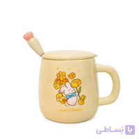 ماگ خرگوشی سرامیکی برجسته قاشق سرامیک ۴۵۰ میل