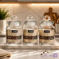 ست 3 عددی بانکه شیشه‌ای لیمون| مدل Glass Canister ظرفیت 1.2 لیتر