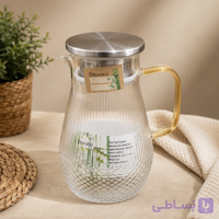 پارچ پیرکس طرح‌دار با درب استیل