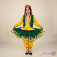 لباس شلیته شلوار قاجار دخترانه مدل زرد آفتابی