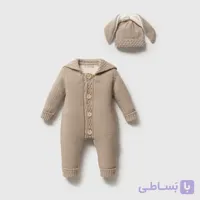 ست سرهمی و کلاه خرگوش بافت نیپرلند ترک نسکافه ای