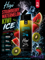 یکبار مصرف هیگو پرومکس 8000 پاف توت فرنگی هندوانه کیوی| Higo pro max 8000 STRAWBERRY WATERMELON KIWI