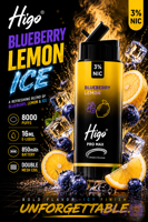 یکبار مصرف هیگو پرومکس 8000 پاف بلو بری لیمو یخ| Higo pro max 8000 BLUE BERRY lEMON ICE