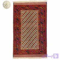 فرش دستبافت2متری تمام پشم نقش برگ‌تاکی بلوچ گلیم‌دار کد0200019
