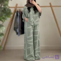 ست شومیز شلوار شانتون کسمه ژاکارد فری سایز یسنا