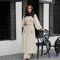 مانتو گلدوزی شانتون فری‌سایز ۳۸تا۴۸ نازگل