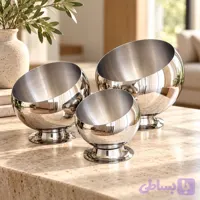 کاسه استیل پایه‌دار لبه مورب