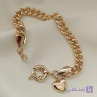 دستبند کارتیر ژوپینگ با آویز قلب و قفل ملوانی | زیورالات فاطیما