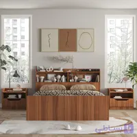 سرویس تخت خواب دو نفره ملامینه اعیان مدل FH996 سایز 160×200 سانتی متر به همراه دو عدد پاتختی