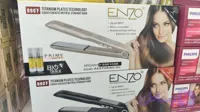 اتو مو و استریتکننده حرفه‌ای ENZO مدل EN-3966A با صفحات سرامیکی و تیتانیوم، نمایشگر دیجیتال LED، 14