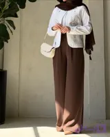 شلوار نیم بگ راسته کرپ باربی؛ ریزشی و شیک، مناسب بیرون‌پوش؛ جیبدار