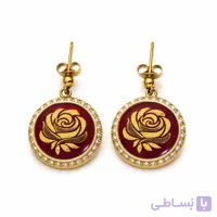 گوشواره نگين دار عقيق سرخ رز گلد