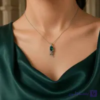 گردنبند Stainless Steel مدل گل زمرد