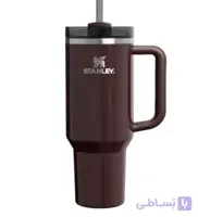ماگ مسافرتی Stanley Quencher H2.0 FlowState مدل 40 اونس، استیل ضدزنگ، رنگ Mahogany Gloss، عایق خلأ دو جداره، درب سه‌حالته ضدنشت و دسته ارگونومیک