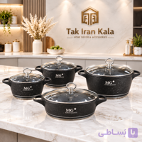 سرویس قابلمه چدن گرانیت 8 پارچه M.J
