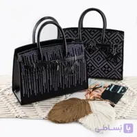 کیف زنانه مجلسی مشکی ابشاری در طرح های مختلف