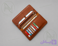 کیف پول K2340 نیمه آماده چرم گاوی لیزارد عسلی