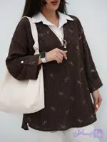 تونیک مانتویی یقه سفید جگوار نگینی