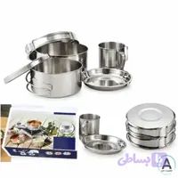 ست ظروف استیل ضد زنگ 8 تیکه کوهنوردی