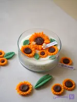 شمع گل آفتابگردون جار شیشه‌ای