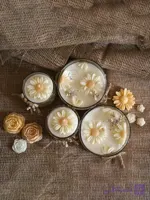 شمع بابونه‌ جار شیشه‌ای