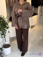 ست کت تمام گیپور با شلوار کرپ کنزو