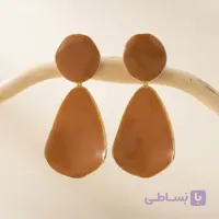 گوشواره آویز سنگ نارنجی براق قاب طلایی | خرید از بو تیک